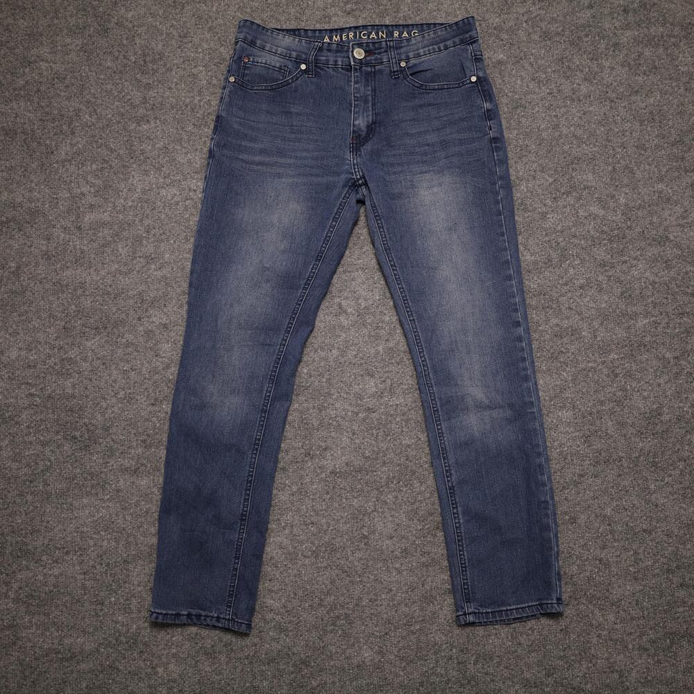 American Rag Jeans Mens 30x30 Blue Medium Wash Slim Tapered Denim Pants Casual